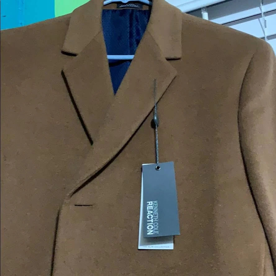 Wool-Blend Over Coat Slim-Fit 40r Camel R79269