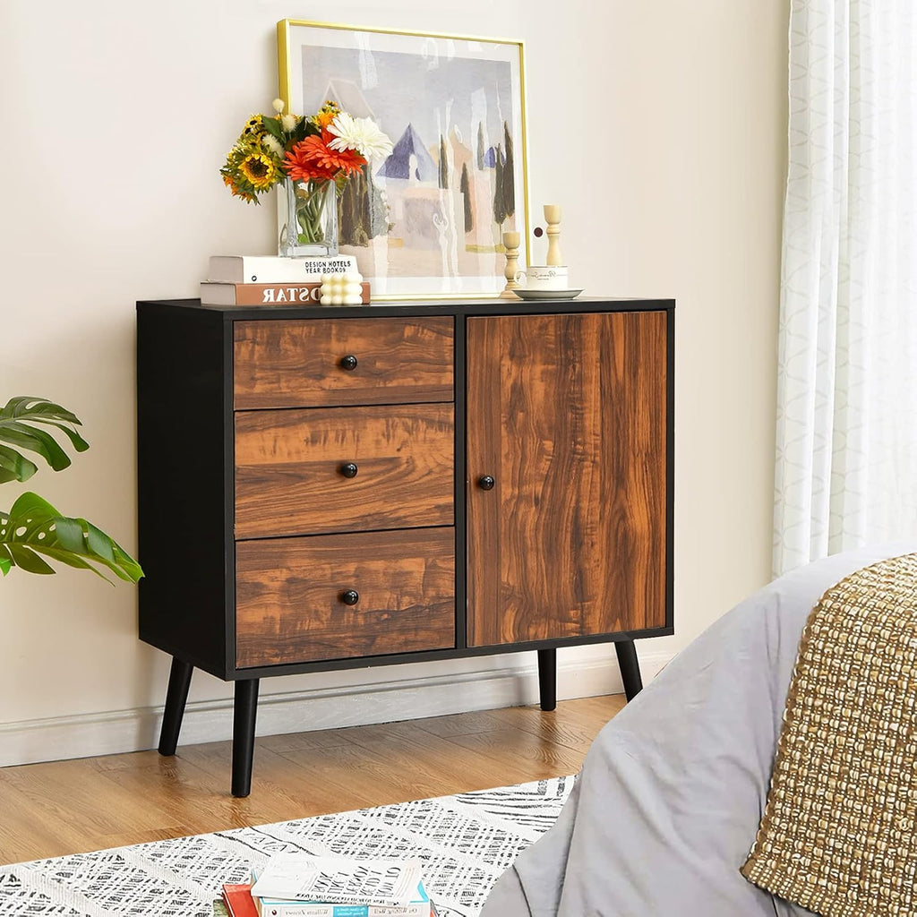 Storage Cabinet Buffet Sideboard with 3 Drawers and Adjustable Shelf J958150