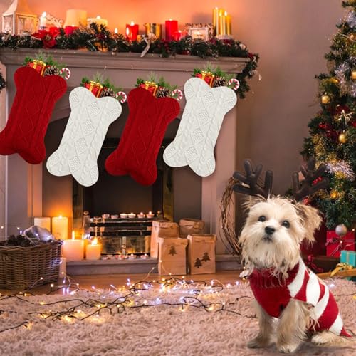 2 Pack 18 Inch Knitted Dog Christmas Stocking H11770