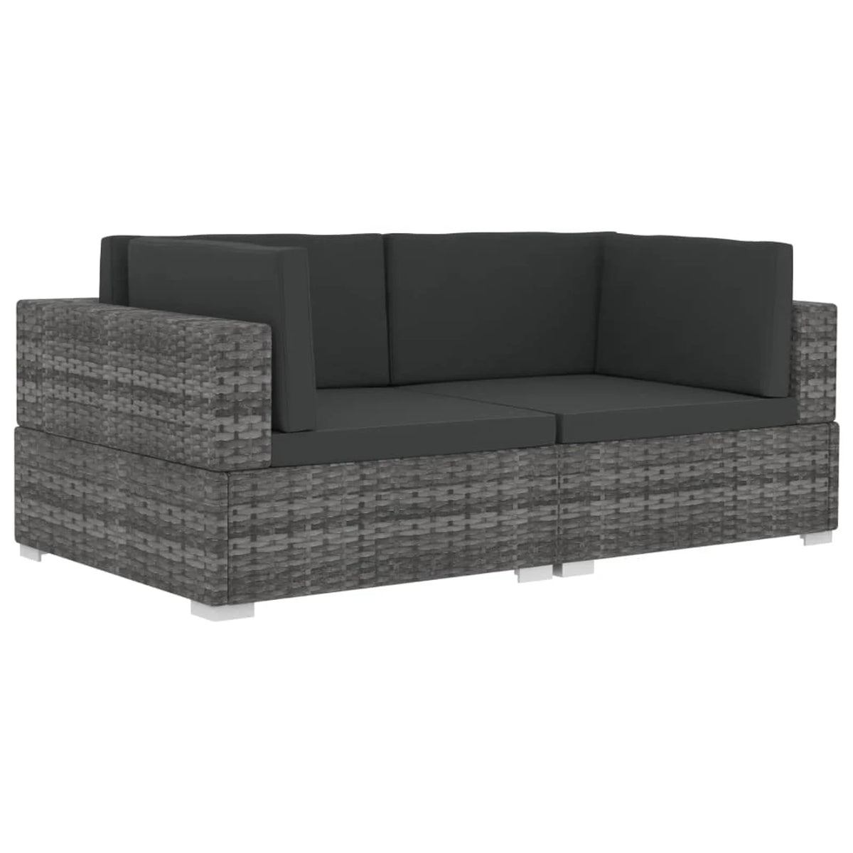 2 Piece Gray Poly Rattan Patio Sofa Set with Cushions C176988