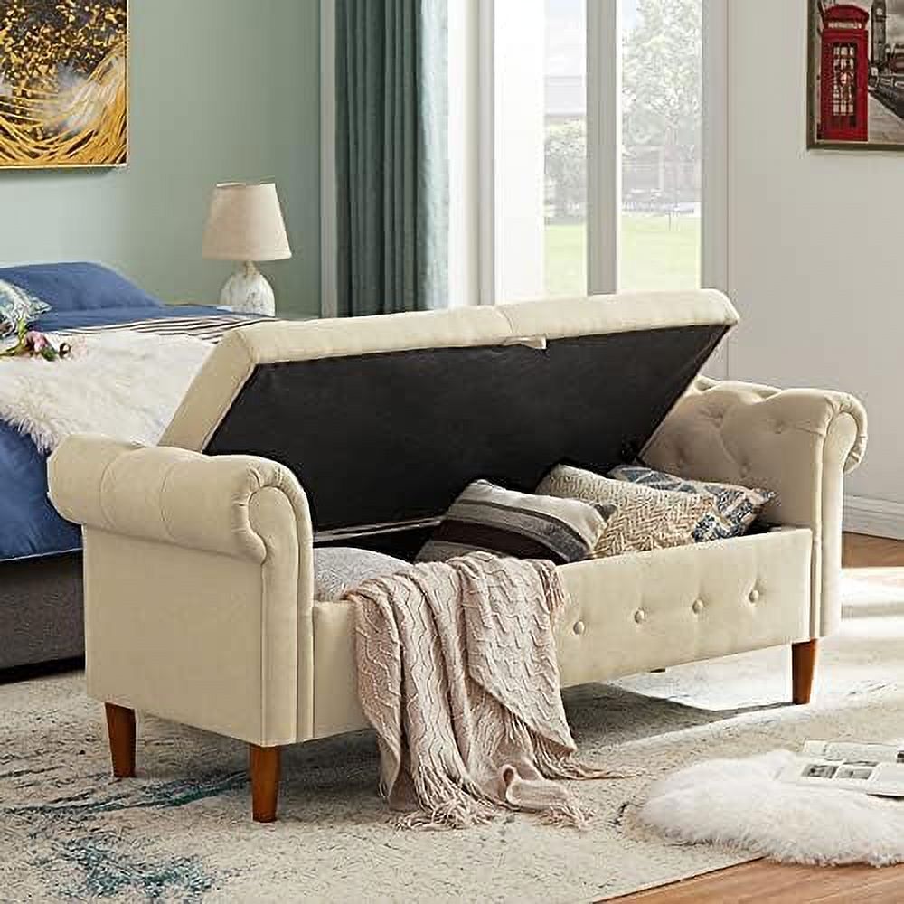Velvet Tufted Ottoman Sofa Bench with Pillow Y23823