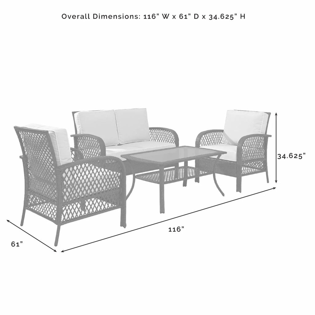 4 Piece Wicker Patio Sofa Set in Brown and Sand L4269