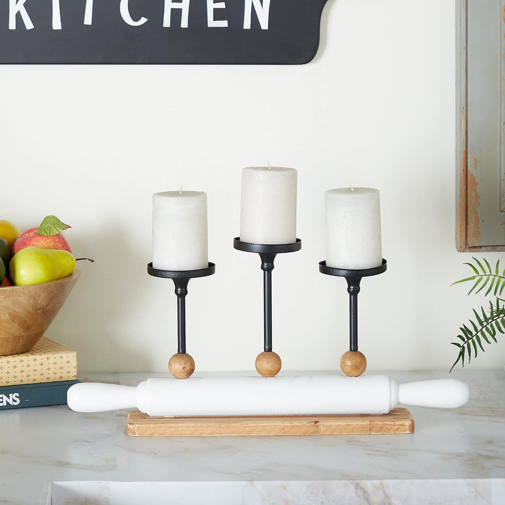 White Iron Candelabra Holds 10 Pillar Candles E5984