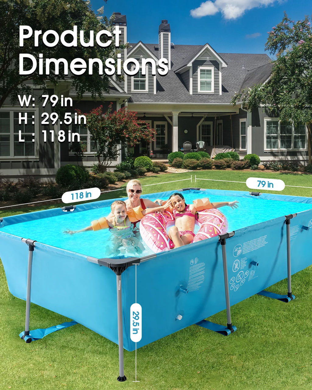 10 ft Above Ground Rectangular Frame Swimming Pool H8434