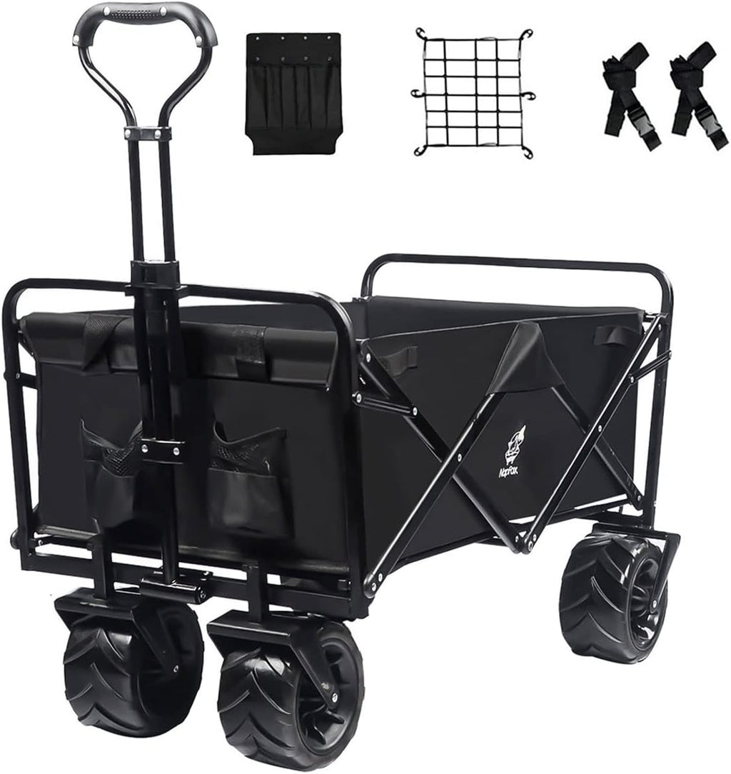 Black Heavy Duty Folding Utility Cart with Adjustable Handle Z61671