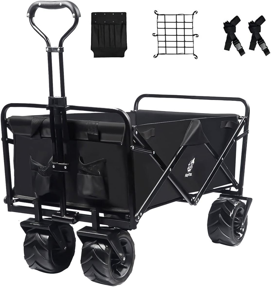 Black Heavy Duty Folding Utility Cart with Adjustable Handle Z61671