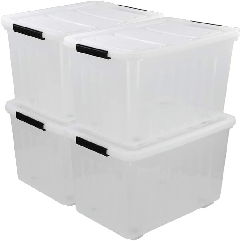 Clear Plastic Storage Box with Wheels, Set of 4 S473230