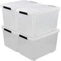 Clear Plastic Storage Box with Wheels, Set of 4 S473230