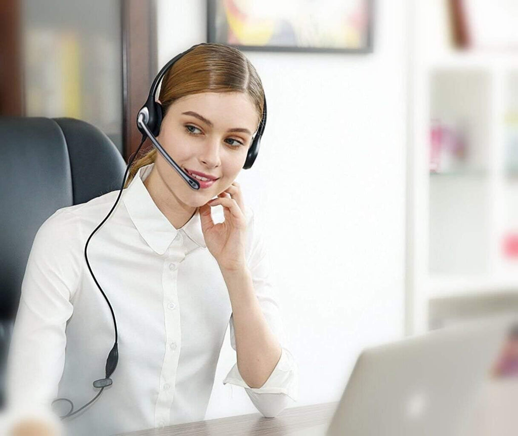 Corded Telephone Headset with Noise Canceling Mic F738