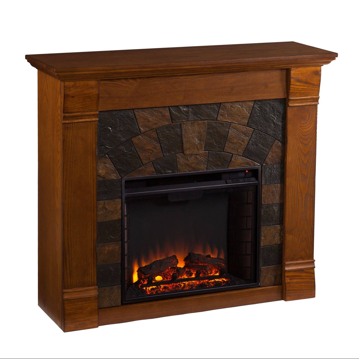 Salem Antique Oak Electric Fireplace Q473
