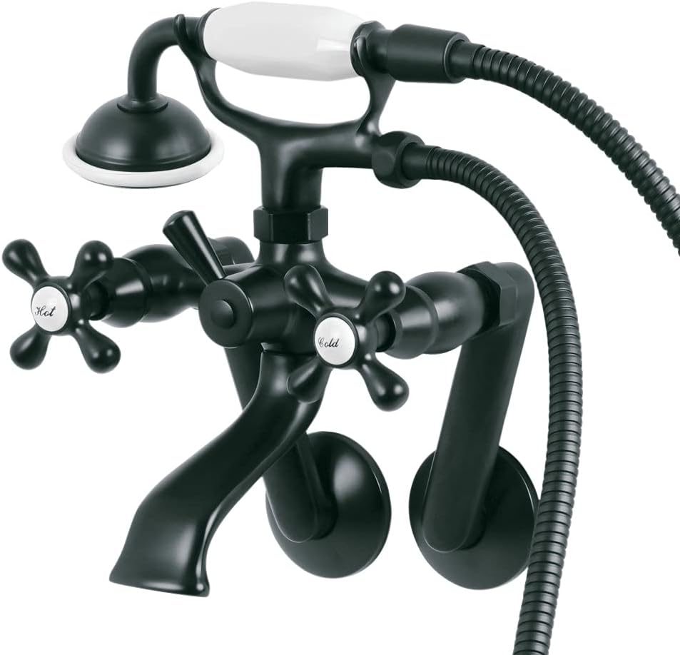 Matte Black Wall Mount Clawfoot Tub Faucet with Hand Shower J157