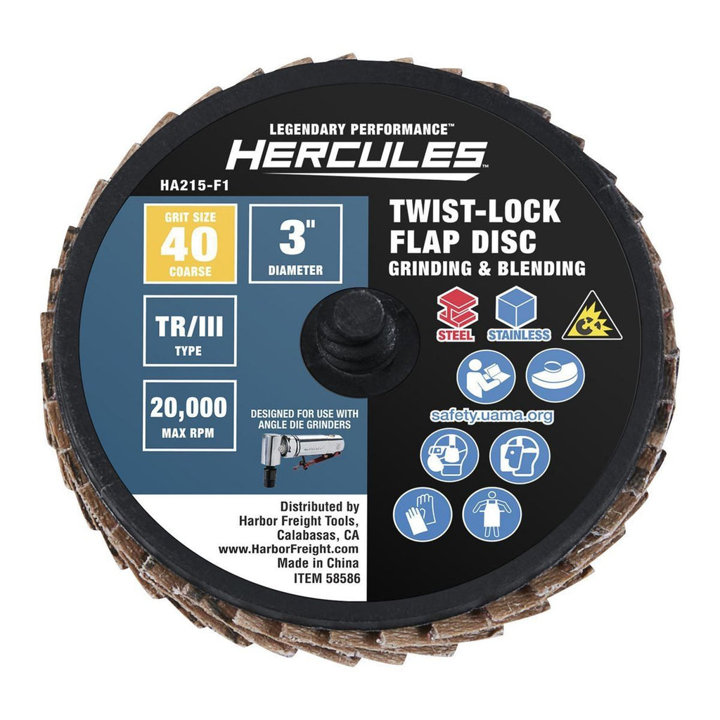 3 in. 40-Grit Twist Lock Flap Discs Ceramic 3-Pack F896