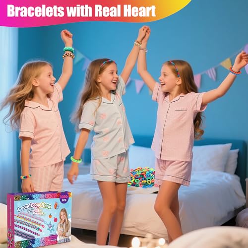 Bracelet Making Kit with 1000+ Elastic Cloth Rubber Bands P4926