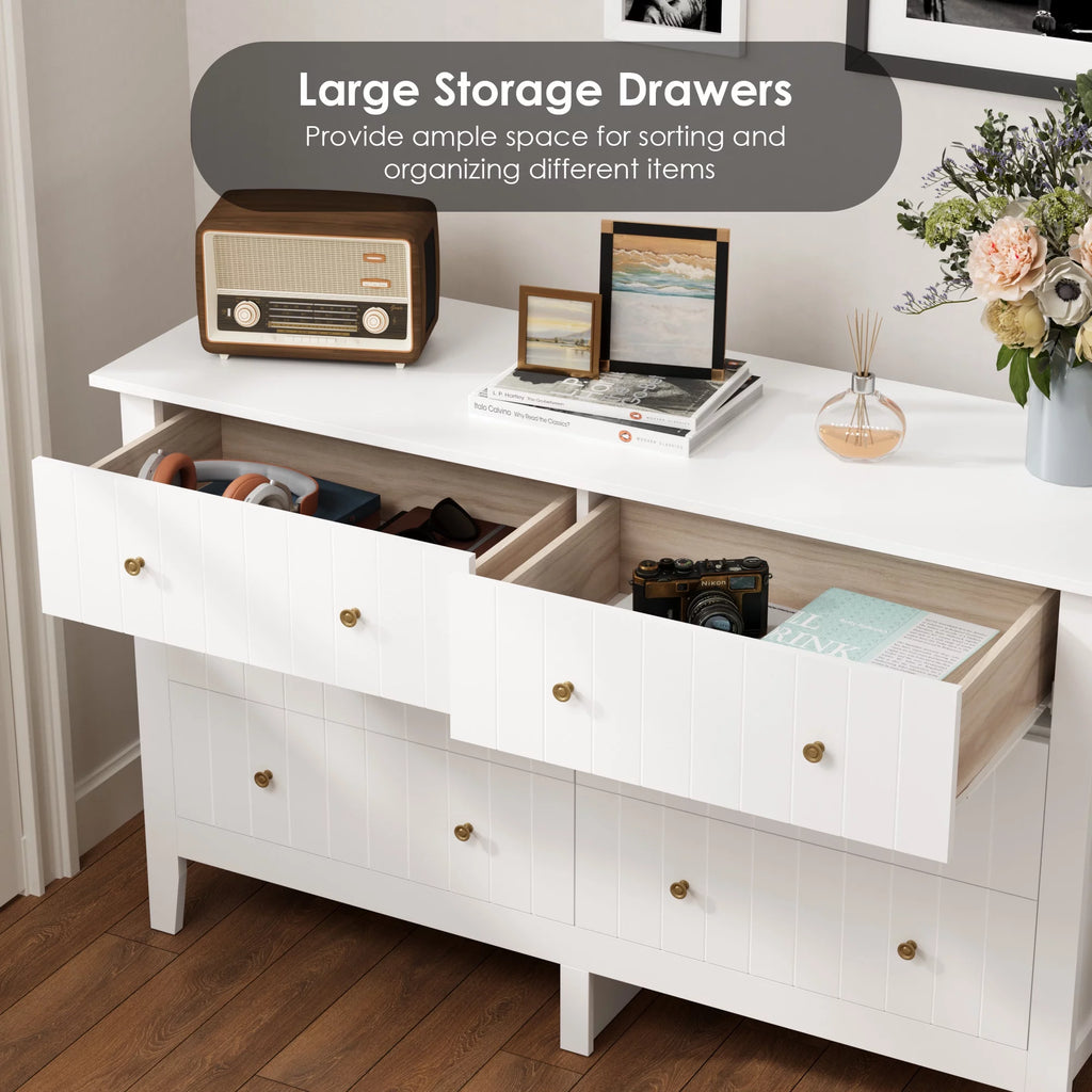 White 6 Drawer Wood Dresser Z267