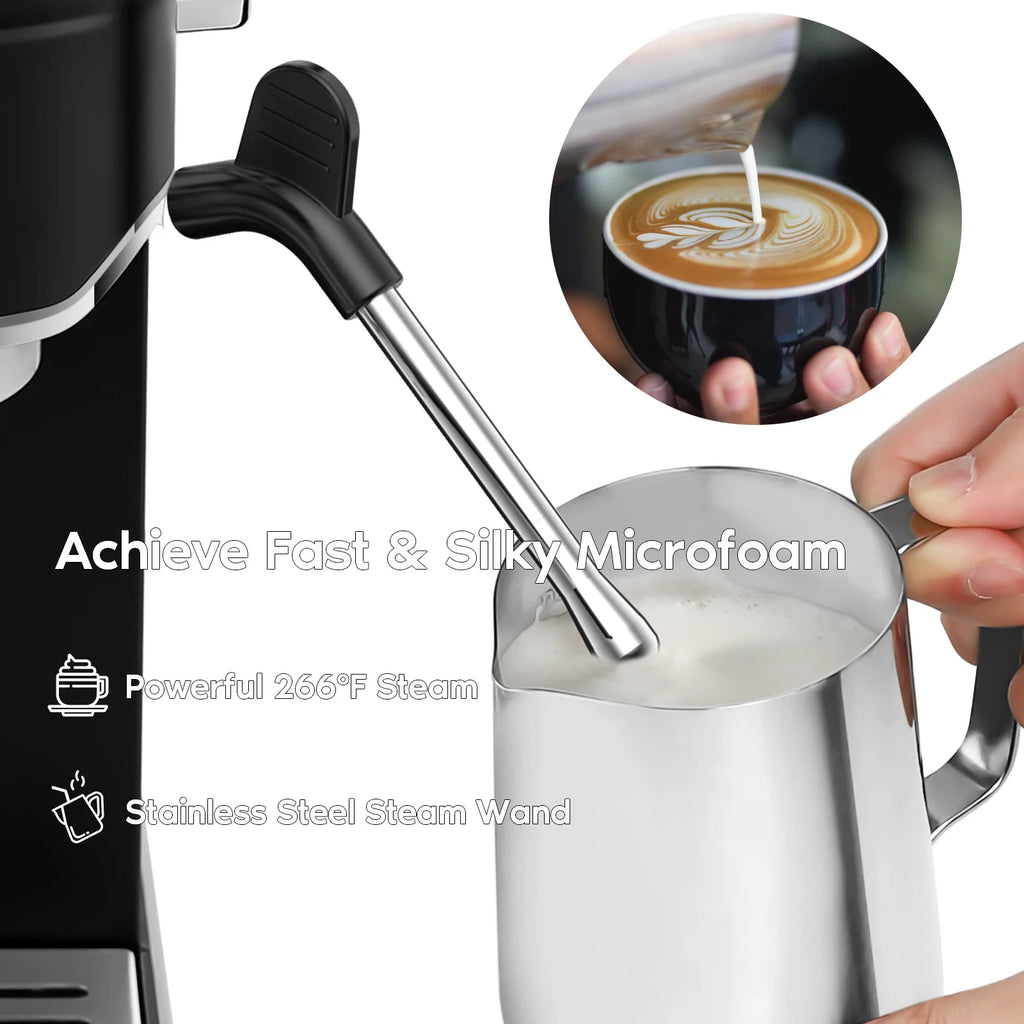 20 Bar Espresso Machine with Milk Frother, Stainless Steel A5447