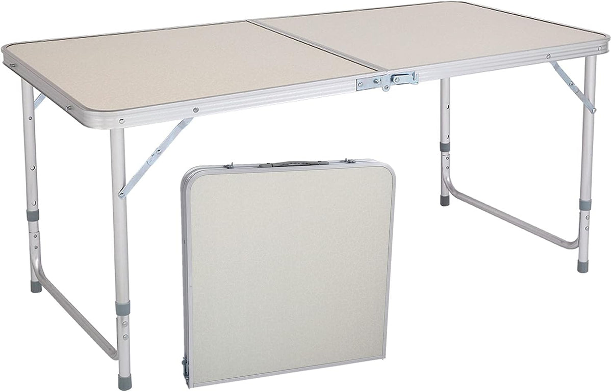 White 4 Feet Adjustable Aluminum Folding Table N3070
