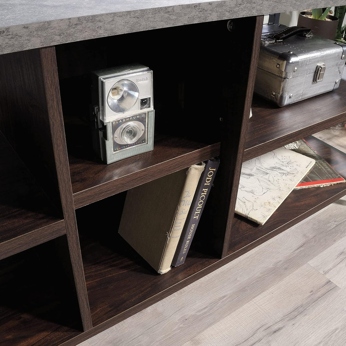 Credenza for TVs up to 60", Rich Walnut Finish A816