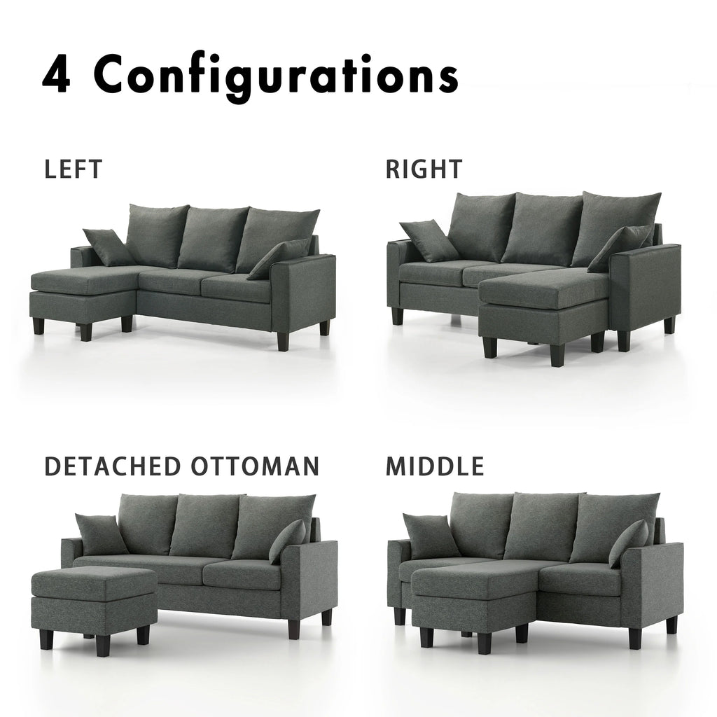 Dark Gray L-Shape Sectional Sofa F562