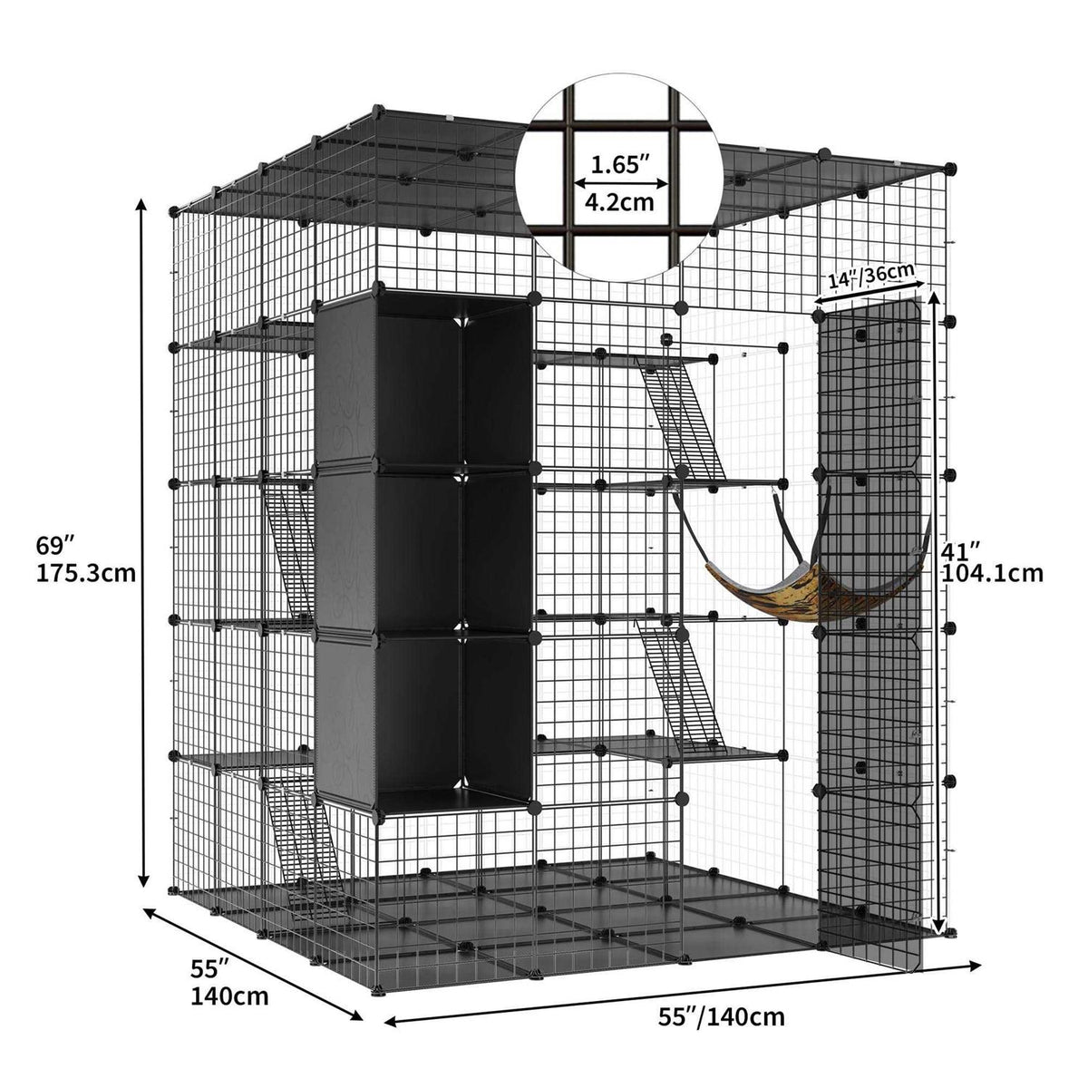 Large 5-Tier Cat Cage with Hammock P415111