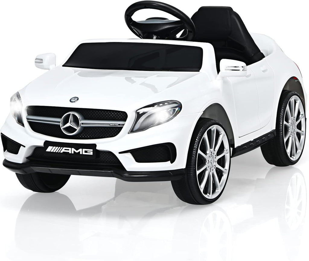12V Electric Kids Ride On Car with Remote Control, MP3, USB, 2 Speeds, LED Lights, White D414