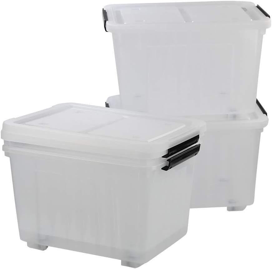 Clear Plastic Storage Box with Wheels, Set of 4 S473230