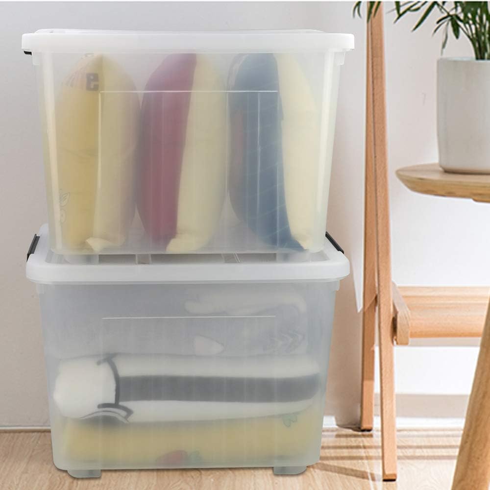Clear Plastic Storage Box with Wheels, Set of 4 S473230