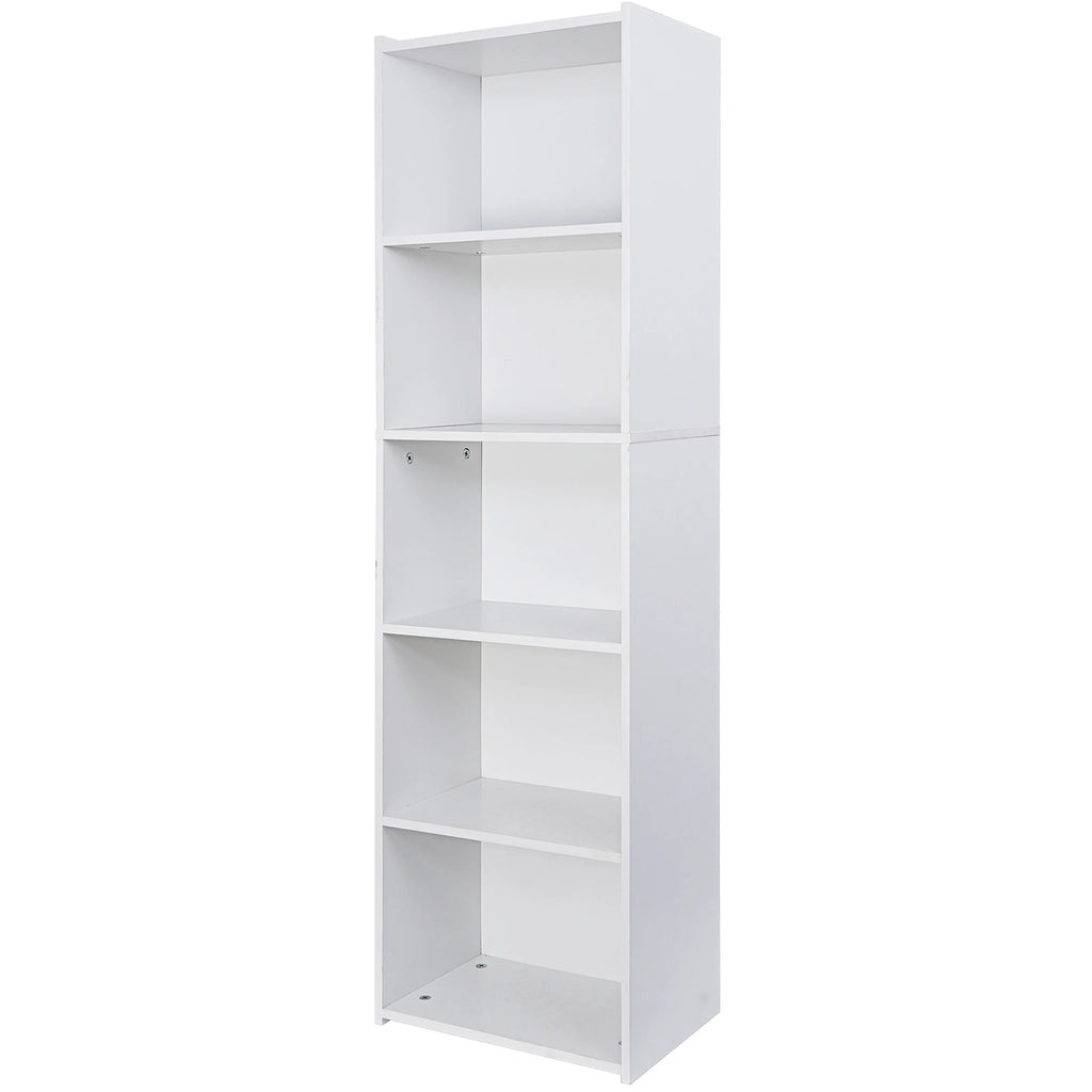 5-Tier Narrow Freestanding Bookcase with Adjustable Shelves O79291