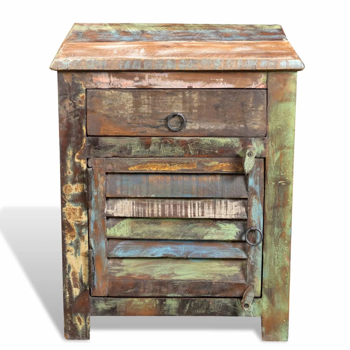 Reclaimed Wood Nightstand with Drawer and Door Cabinet O121