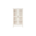 Ivory Wood 4-Shelf Bookcase with Glass Door E41123