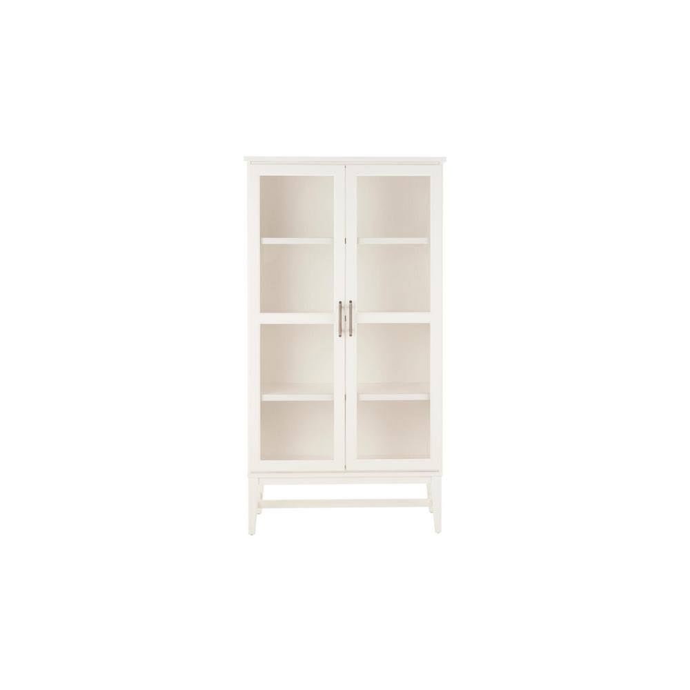Ivory Wood 4-Shelf Bookcase with Glass Door E41123