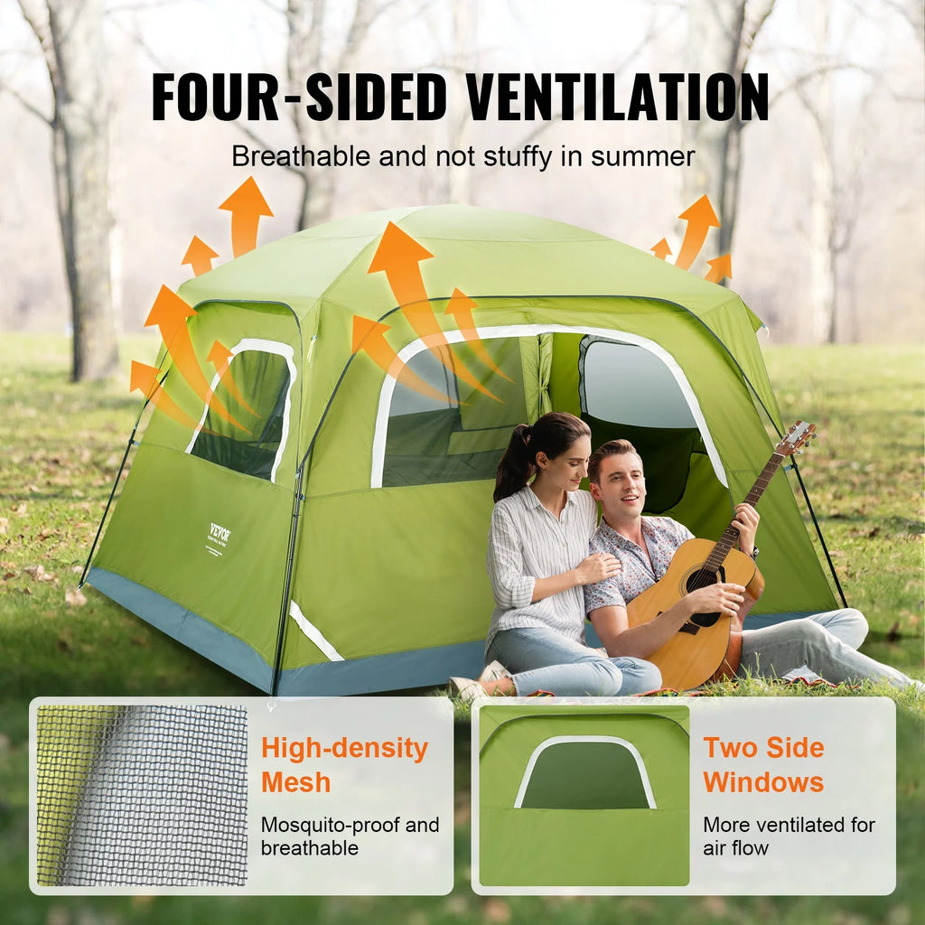 Camping Tent 10x9x6.5ft 6 People Waterproof Lightweight 190T Polyester 150D Oxford Fabric L971205