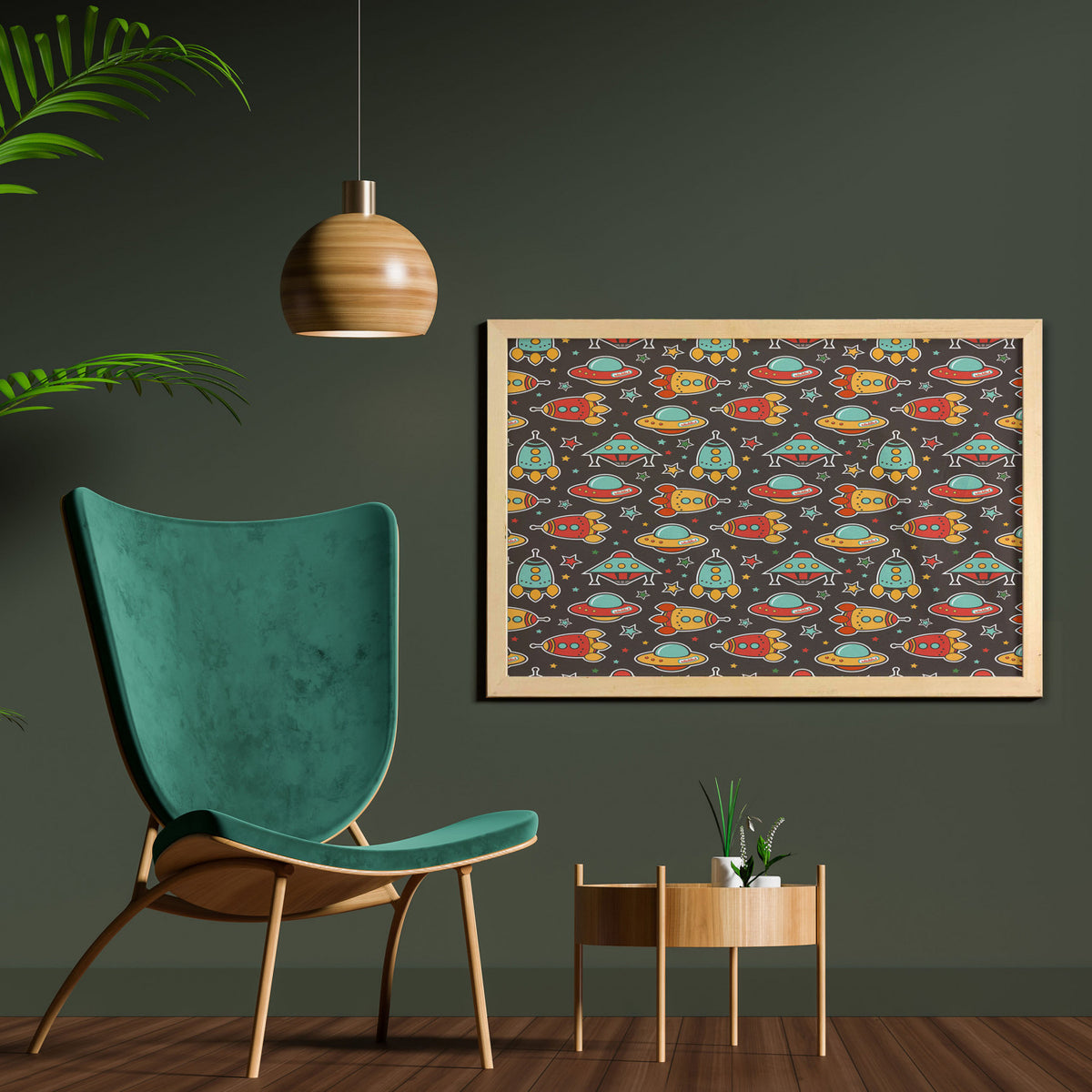 Multicolor Printed Fabric Poster with Frame D1990
