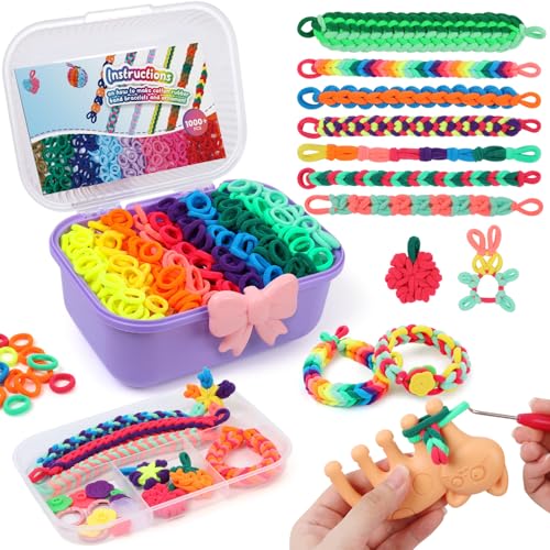 Bracelet Making Kit with 1000+ Elastic Cloth Rubber Bands P4926