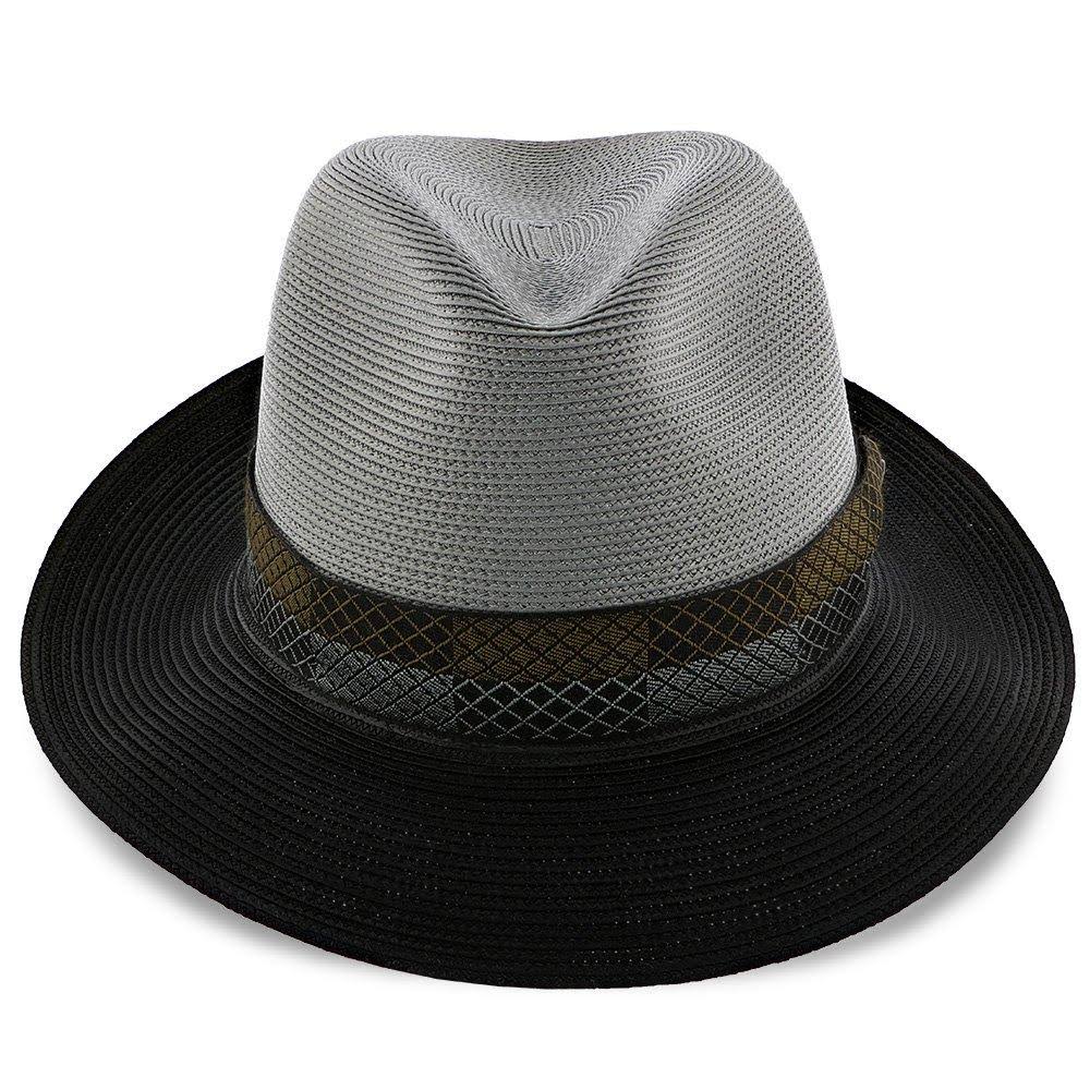 Ivory/Cognac Milan Straw Fedora Hat W20764