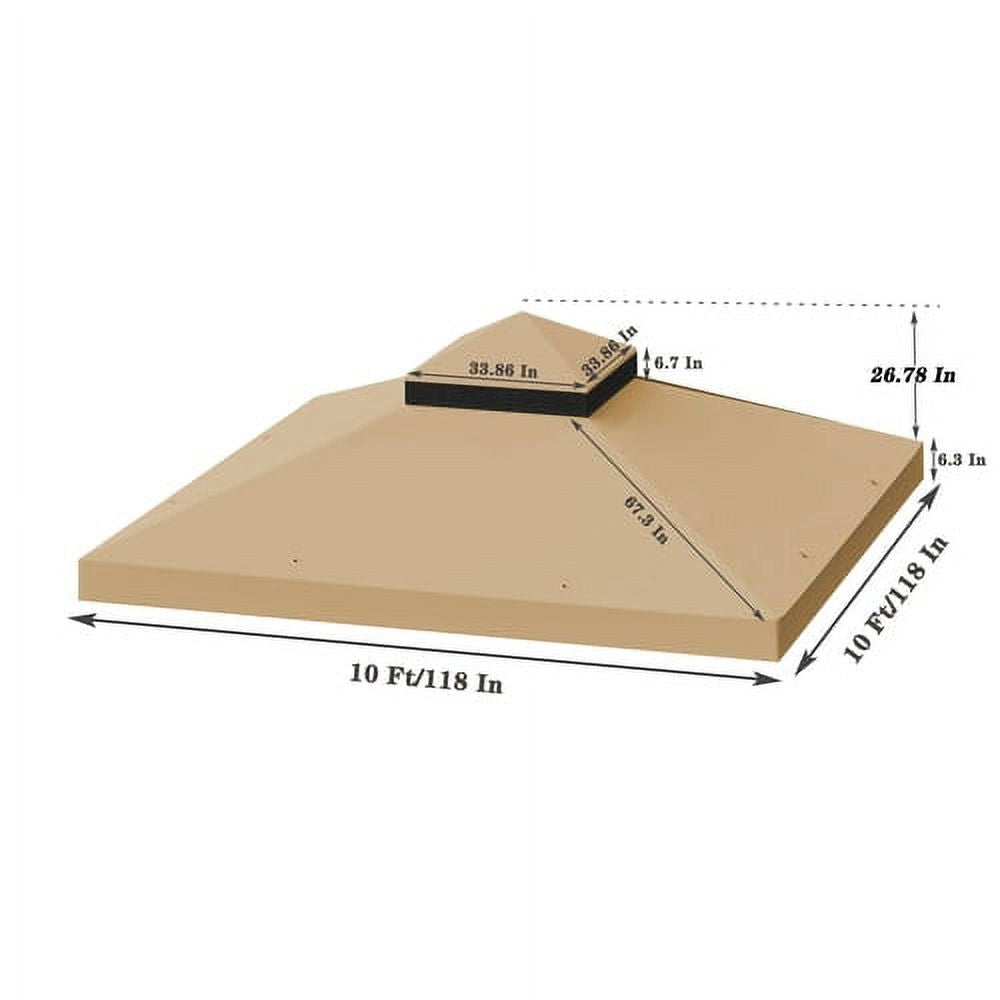 10x10 Ft Double Tiered Gazebo Replacement Canopy Q49146