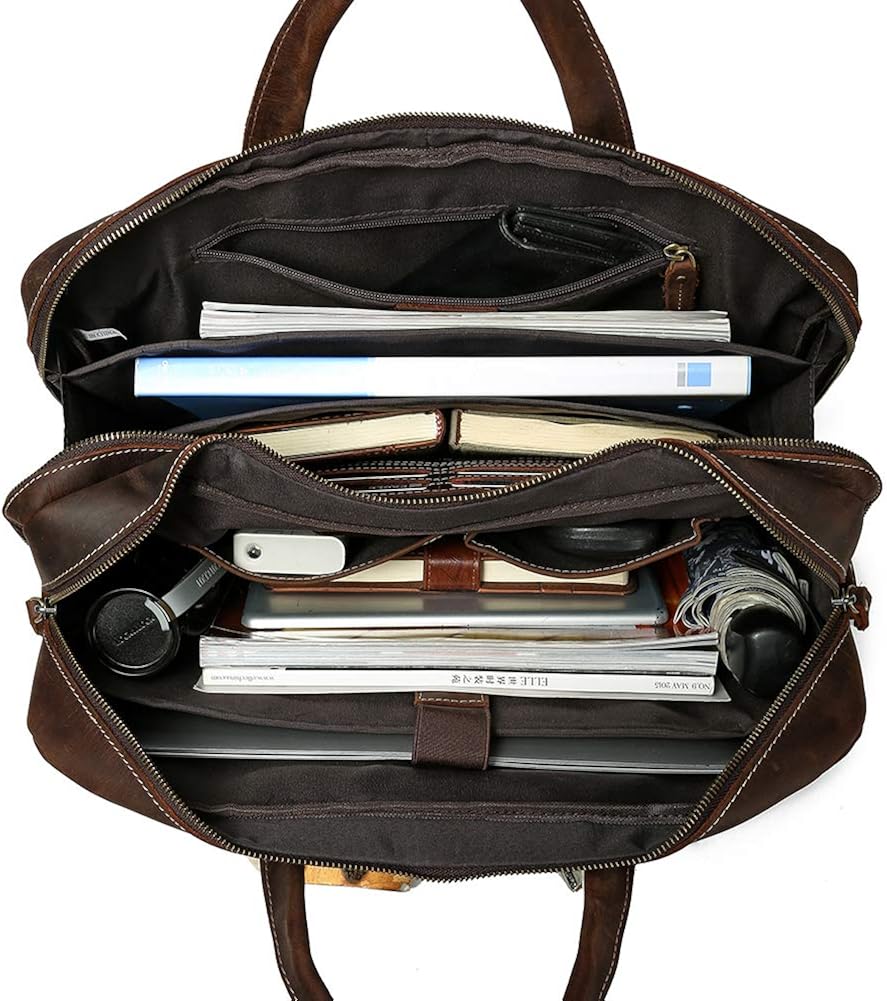 Vintage Genuine Leather 17 inch Laptop Briefcase Y723