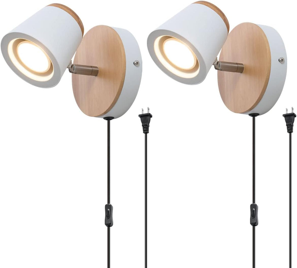 Plug in Wall Lamp Set of 2 Adjustable Black Lampshade G65516