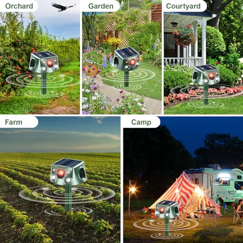 Solar Animal Repeller 360° Ultrasonic Outdoor with Motion Sensor & LED Flashing J46082