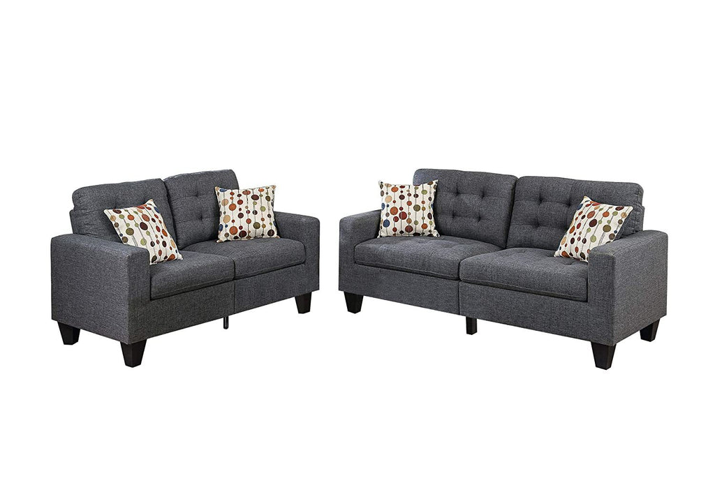 Tufted Sofa Set with Accent Pillows U173673