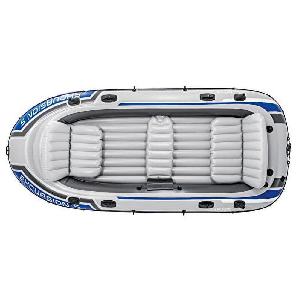 Inflatable 5 Person Fishing Boat Raft Set with 2 Aluminum Oars & Air Pump T75876