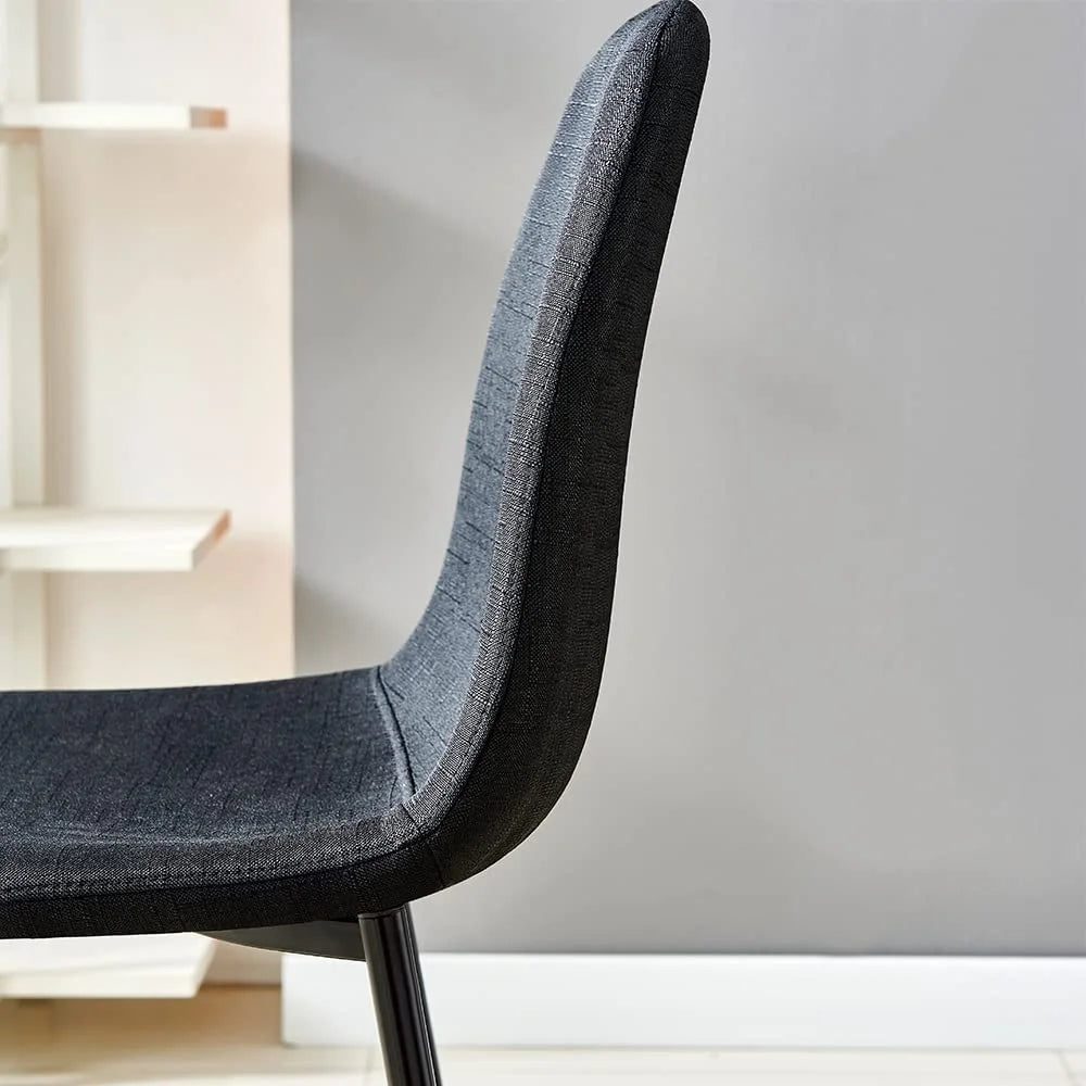 Black Fabric Upholstered Side Chairs Set of 4 with Metal Legs W3005
