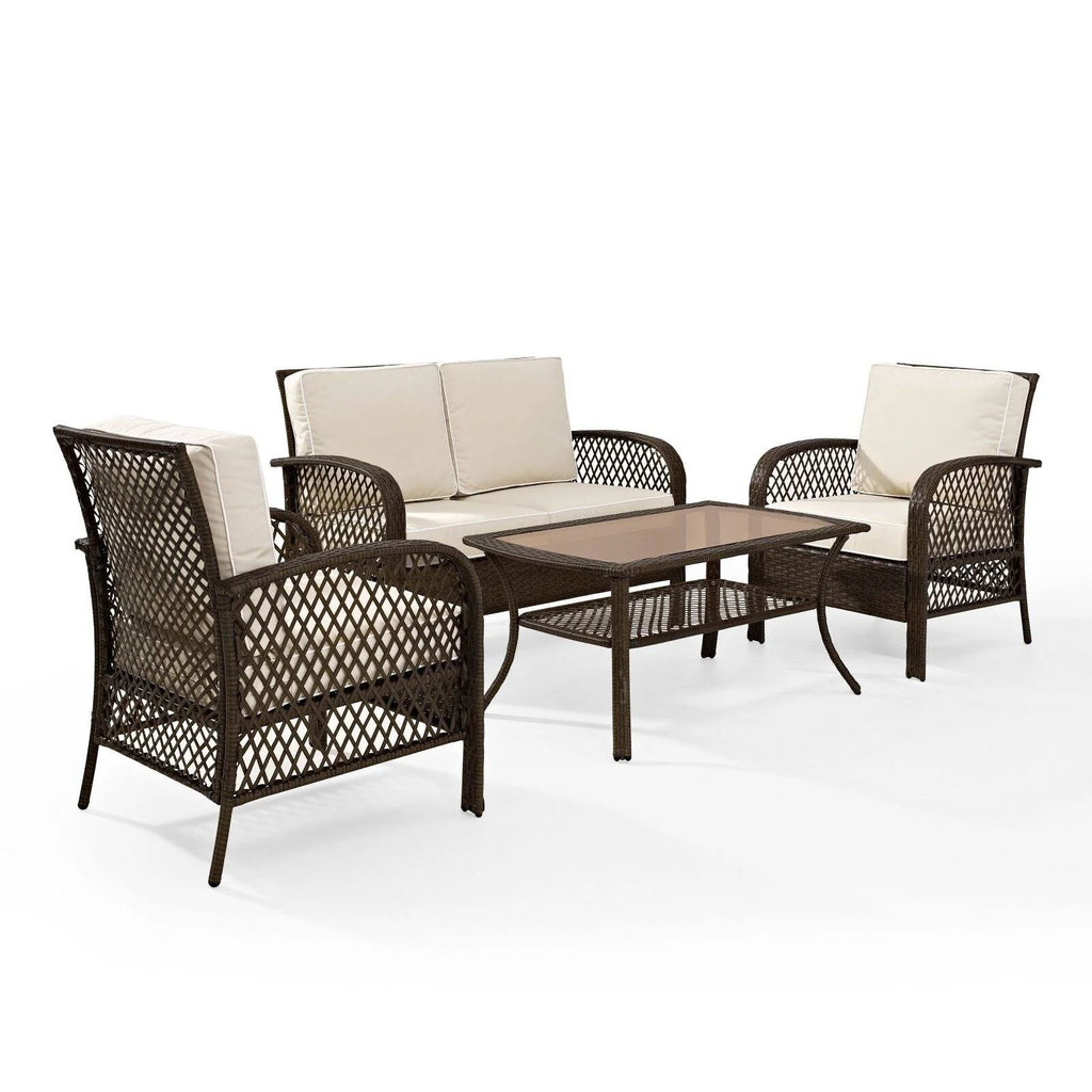 4 Piece Wicker Patio Sofa Set in Brown and Sand L4269