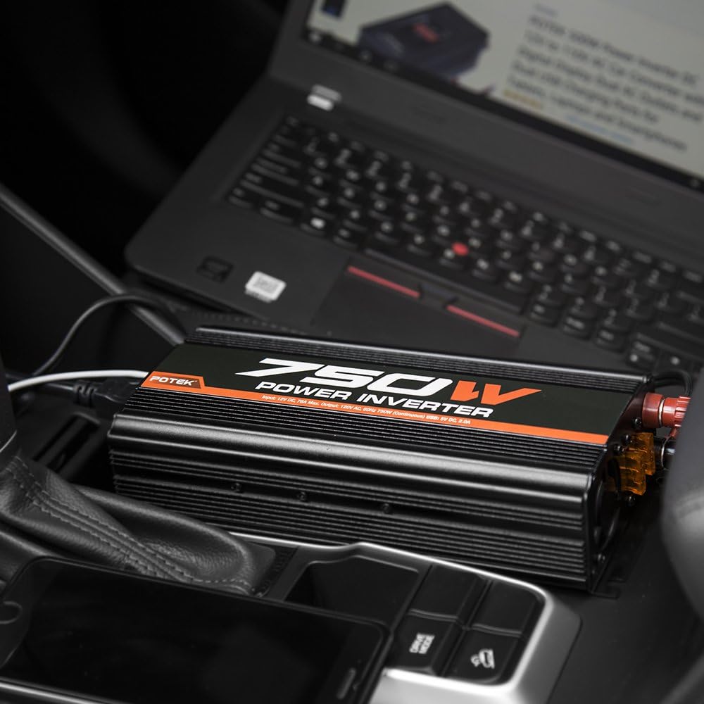 750W Car Power Inverter DC 12V to AC 110V Dual AC Ports 2A USB Ports Pack of 2 M406476