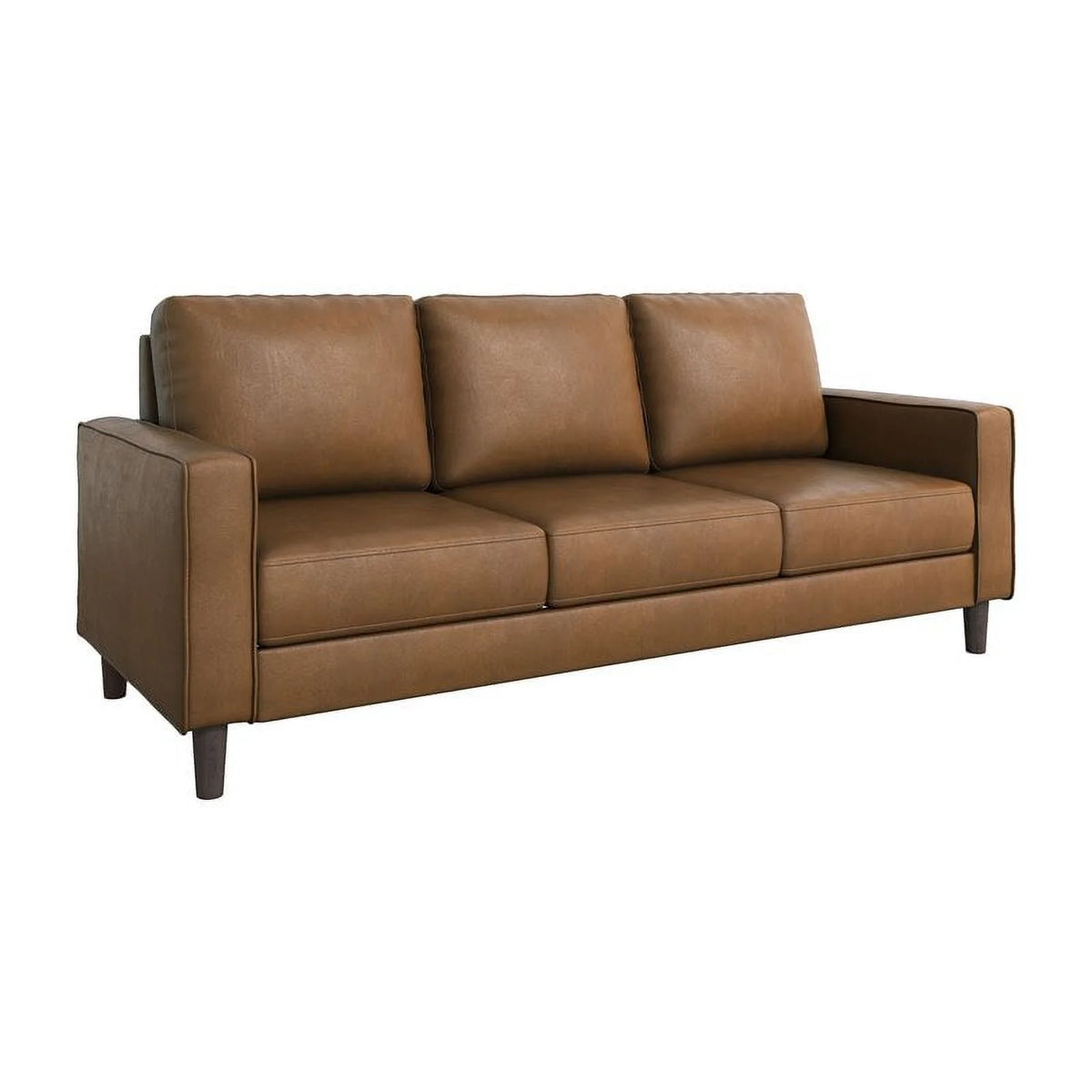 Brown Faux Leather 3 Seater Sofa H231