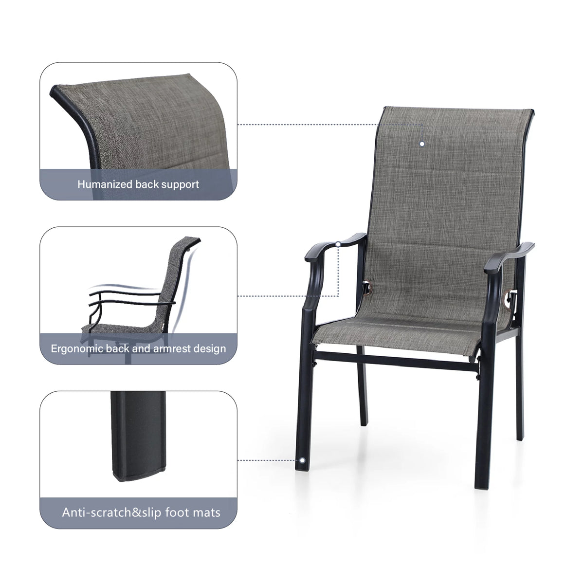 7 Pieces Outdoor Patio Dining Set with 6 Chairs & Steel Frame Table C81945