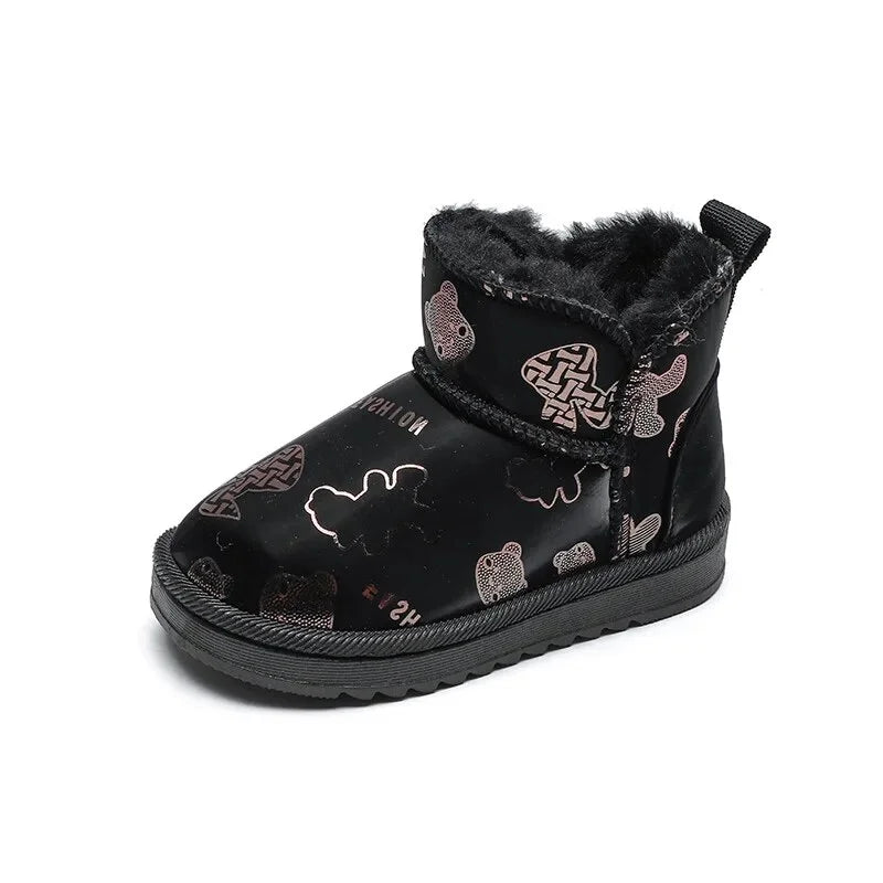Black Warm Lined Non-slip Snow Boots U76839