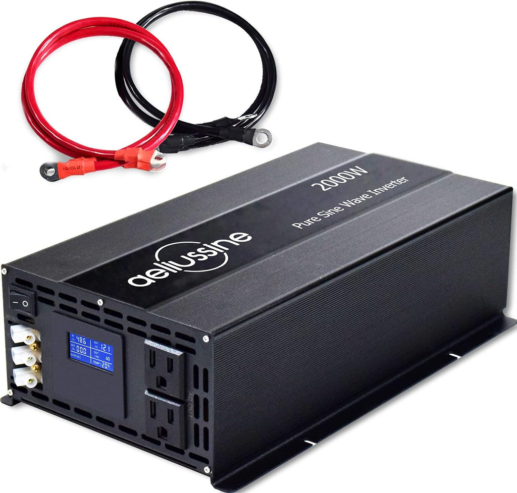 2000 Watt Pure Sine Wave Power Inverter 12V to 110V 120V DC to AC 4000W Surge Hardwire Terminal 2 US Outlet U966186
