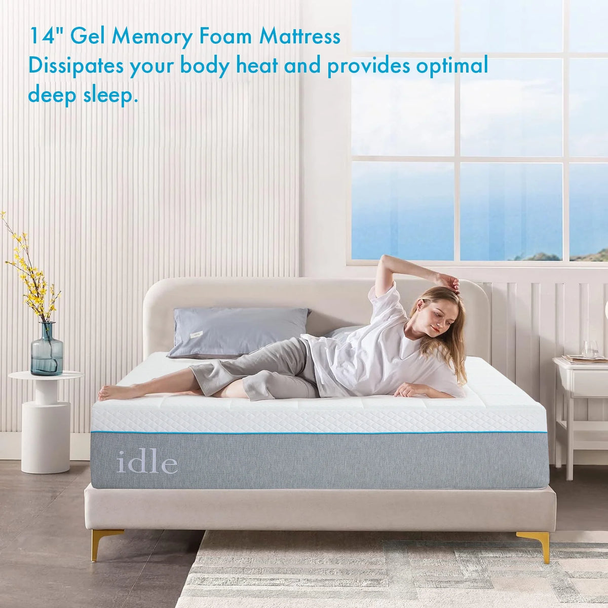 14 inch Medium Firm Gel Memory Foam Queen Mattress J961857