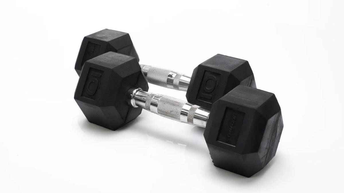 10lb Black Rubber Hex Dumbbell Pair Y930520