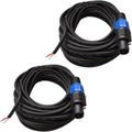 50 Foot Raw Wire to Speakon Speaker Cable 16 Guage Pack of 2 R414
